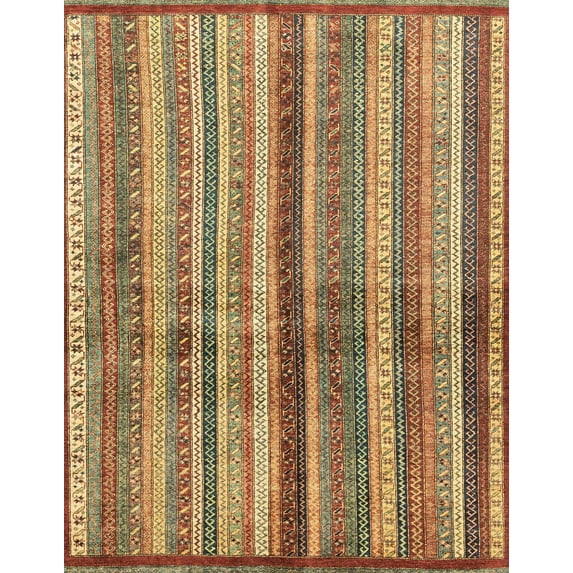 Ahgly Company Machine Washable Indoor Rectangle Abstract Saddle Brown Area Rugs, 8' x 10'