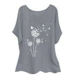 thumbnail image 1 of Birdeem Mode Femmes Coton et Lin Imprimé Col Rond Manches Courtes Haut Chemises Blouses, 1 of 1