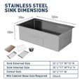 thumbnail image 2 of 32 x 19 Inch 16 Gauge Stainless Steel Single Bowl Moderno Top Mount Undermount Kitchen Sink con Cutting Board para Bar (Black Faucet Not Included), 2 of 7