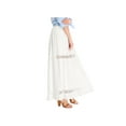 thumbnail image 4 of MODA NOVA Junior's Fabric Lace Insert Swing Elastic Waist Maxi Skirt Cream White XL, 4 of 6