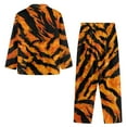 thumbnail image 4 of SCRAWLGOD Tiger Print Orange Black Mens Long Sleeve Pajama Set with Pockets 2 Pack Breathable Anti-Wrinkle Notch Collar Pajama Sets Button Down Sleepwear with Elastic, 4XL, 4 of 6