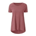 thumbnail image 3 of Ichuanyi Womens Shirts Clearance, Women Fashion Plus Size Round Neck Short Sleeved Long T-shirt Blouse, 3 of 4