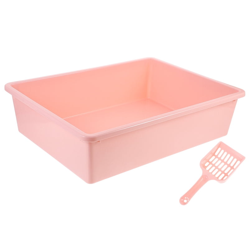 1 Set Cat Litter Box Kit Low Entry Portable Kitten Litter Box Large Capacity Open Type Pet Toilet For Cats Household Travel Use
