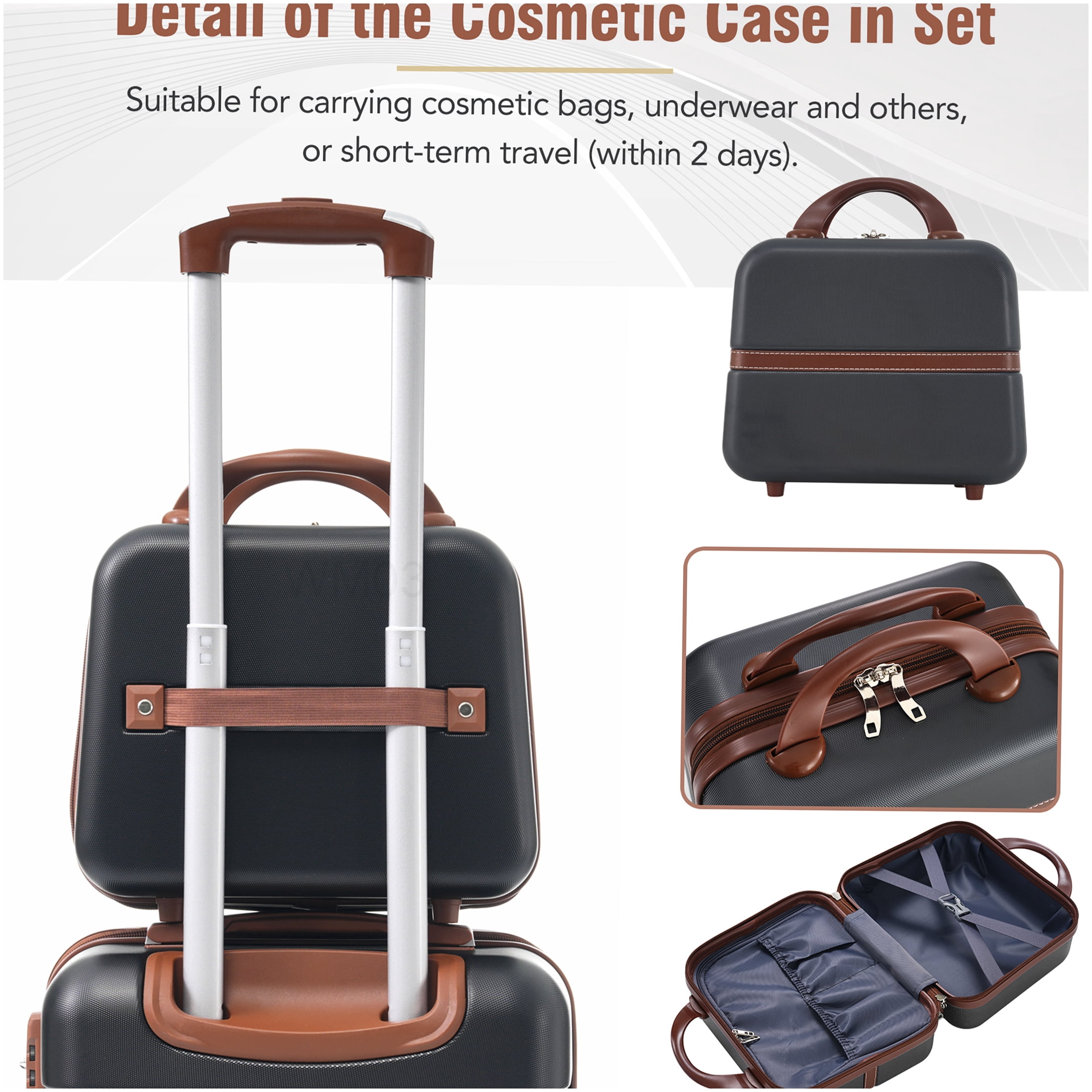 3-Piece Black Hardside Spinner Luggage Set with TSA Lock, 20" Carry-On & 28" Checked Suitcase & Toiletry Bag
