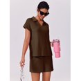 thumbnail image 6 of Pinspark Womens Two Piece Outfits Summer Sweatsuit V-Neck Polo Top Sweat Shorts with Drawstring Pullover Lounge Sets Casual Travel Outfits, 6 of 6