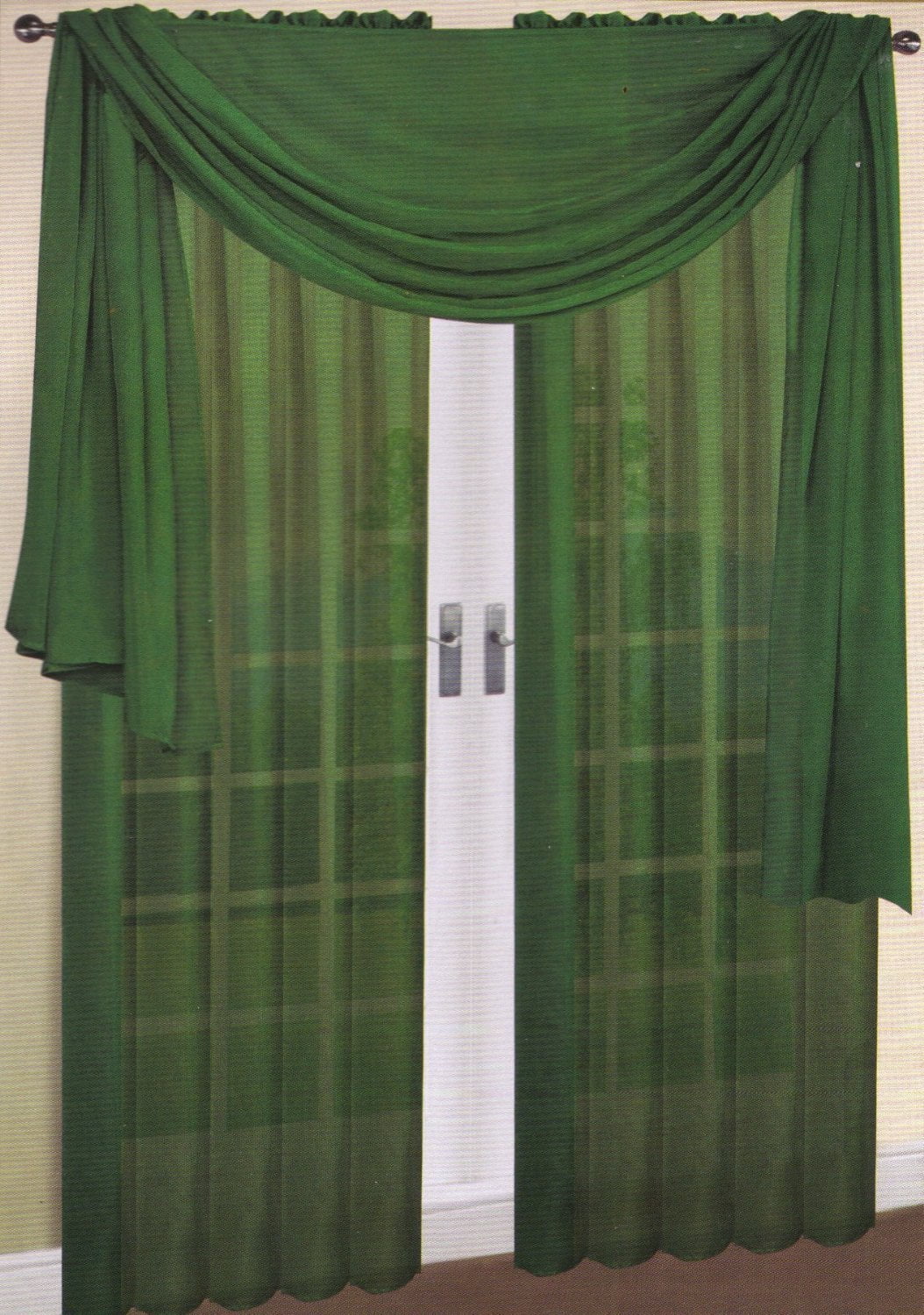 1 Pc Solid Hunter Green Hotel High Quality Elegant Window Sheer