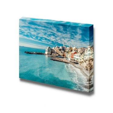 wall26 - Canvas Prints Wall Art - View of Bogliasco an Ancient Fishing Village in Italy | Modern Wall Decor/Home Decoration Stretched Gallery Canvas Wrap Giclee Print. Ready to Hang - 24&quot; x 36&q