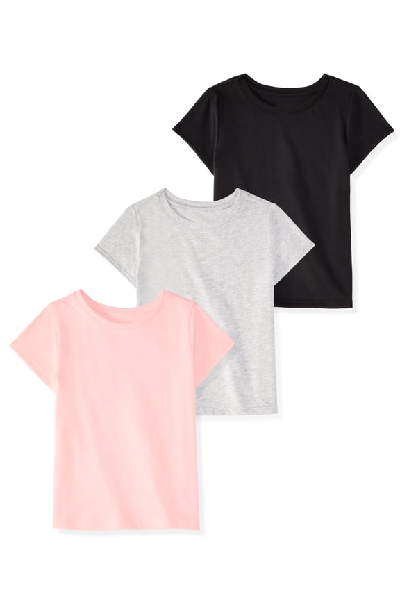 Newborn, Baby & Toddler Girl Cotton Short-Sleeve Solid T-Shirts, 3-Pack, Sizes 0-6T