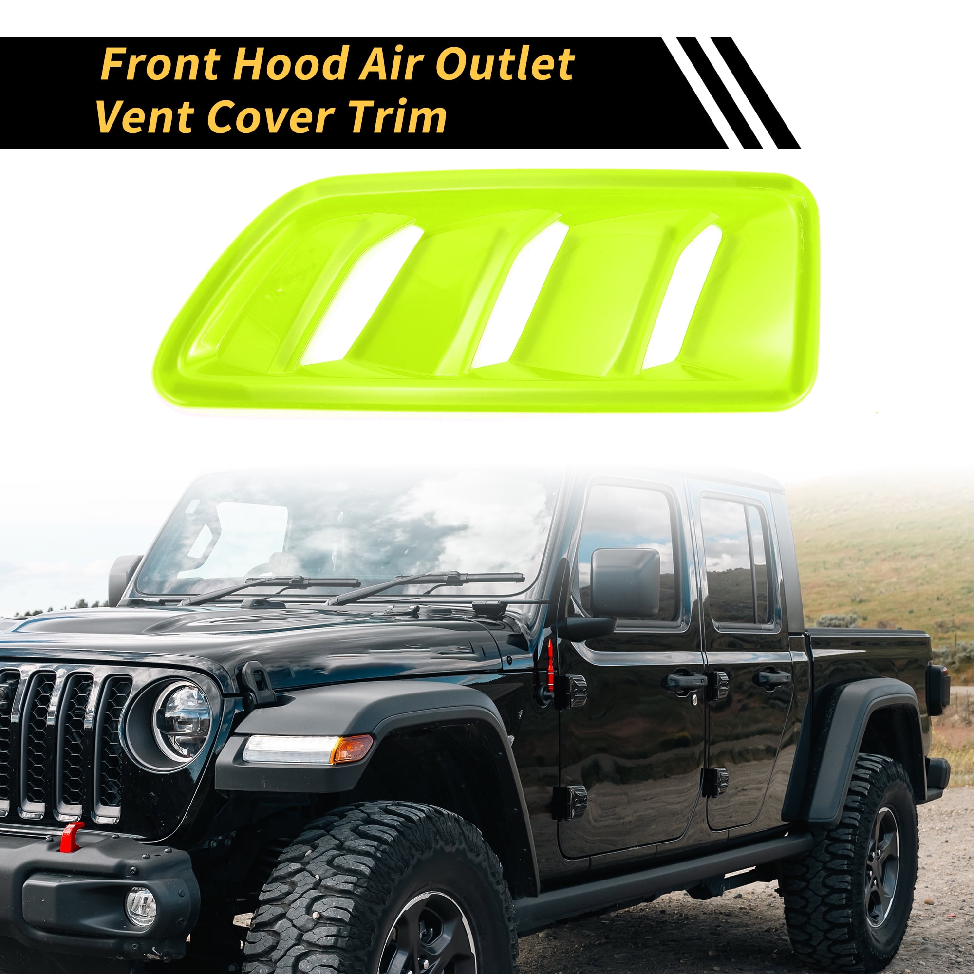 Unique Bargains 1 Pair Car Front Hood Air Outlet Vent Cover Trim for Jeep Wrangler JL JLU Gladiator 2018-2024 Hood Engine Bonnet Air Vent Outlet Cover Bezels ABS Green