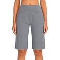 thumbnail image 4 of Vibrex Women's 5" Yoga Capris No Front Seam High Stretch Tight Leggings for Gym Running Workout,Gray_M, 4 of 9