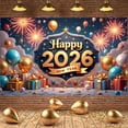 thumbnail image 5 of Golden Stars Happy New Year Banner Colorful Balloons 2026 Banner Fireworks Design Gift Boxes New Year Decoration Banner for New Year Party Family Gathering Company Annual Meeting, 5 of 9