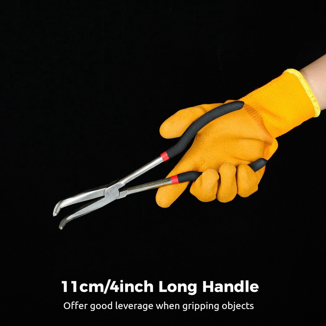 Long Reach Needle Nose Pliers, 5PCS 11" Long Needle Nose Pliers Hose Grippers Set with Pouch, Includes Straight Angle, 25, 45, 90 Degree, O-Typed Long Reach Pliers for Narrow Spaces
