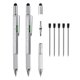 thumbnail image 1 of 2 piezas 6 en 1 herramienta multifuncional de metal, regalo para hombres con bolígrafo, regla, destornillador, stylus, recargas, plata, 1 of 5