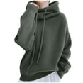 thumbnail image 2 of NTACZA Fall Sweaters for Women Thick Hooded Green Plus Size Sweater Drawstring Pullover Cozy Knit Tops Womans Jumper L, 2 of 8