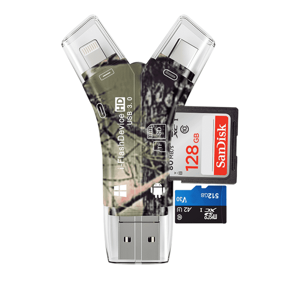 GJX Sd Card Reader Dual Function Read and Charge Iphone Sd Card Reader Usb3.0 Transfer Sd Card Adapter to Iphone Multicolor