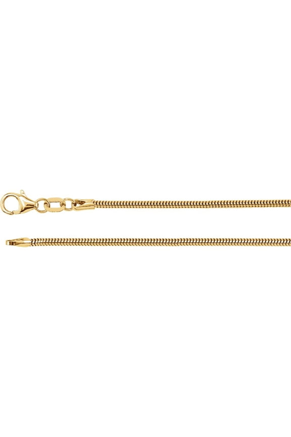 14K Yellow Gold 1.5mm Solid Round Snake 16" Chain