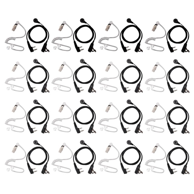 20X Auriculares MIC PTT de 2 Pines Auricular Intrauditivo del Tubo Acustico Encubierto para Kenwood TYT Baofeng UV-5R BF-888S CB Accesorios de Radio