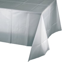12 Count Bulk Pack Shimmering Silver Plastic Table Covers 54 inch x 108 inch