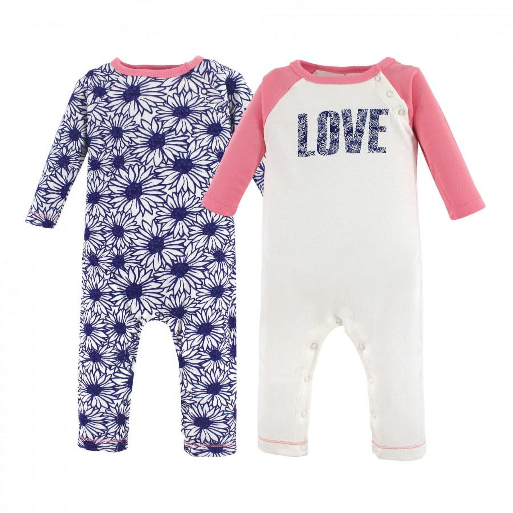 Touched by Nature Baby Girl Organic Cotton Coveralls 2pk, Daisy, 18-24 Months