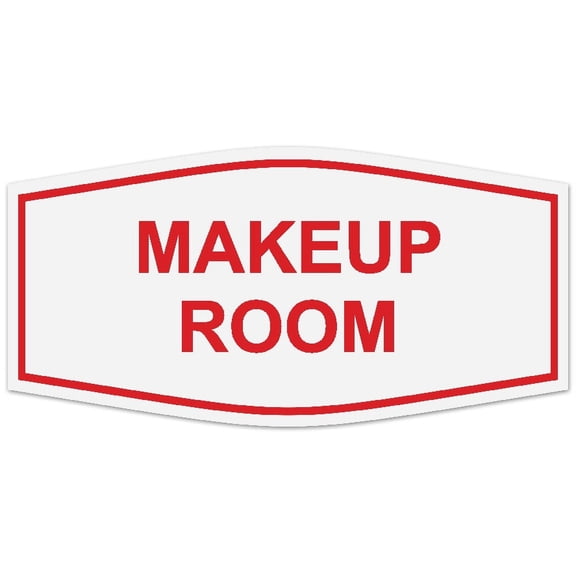 Signs ByLITA Fancy Makeup Room Sign - Laser-Engraved Lettering | Durable ABS Plastic | Vibrant Colors | Powerful Foam Tape (White/Red) - Large