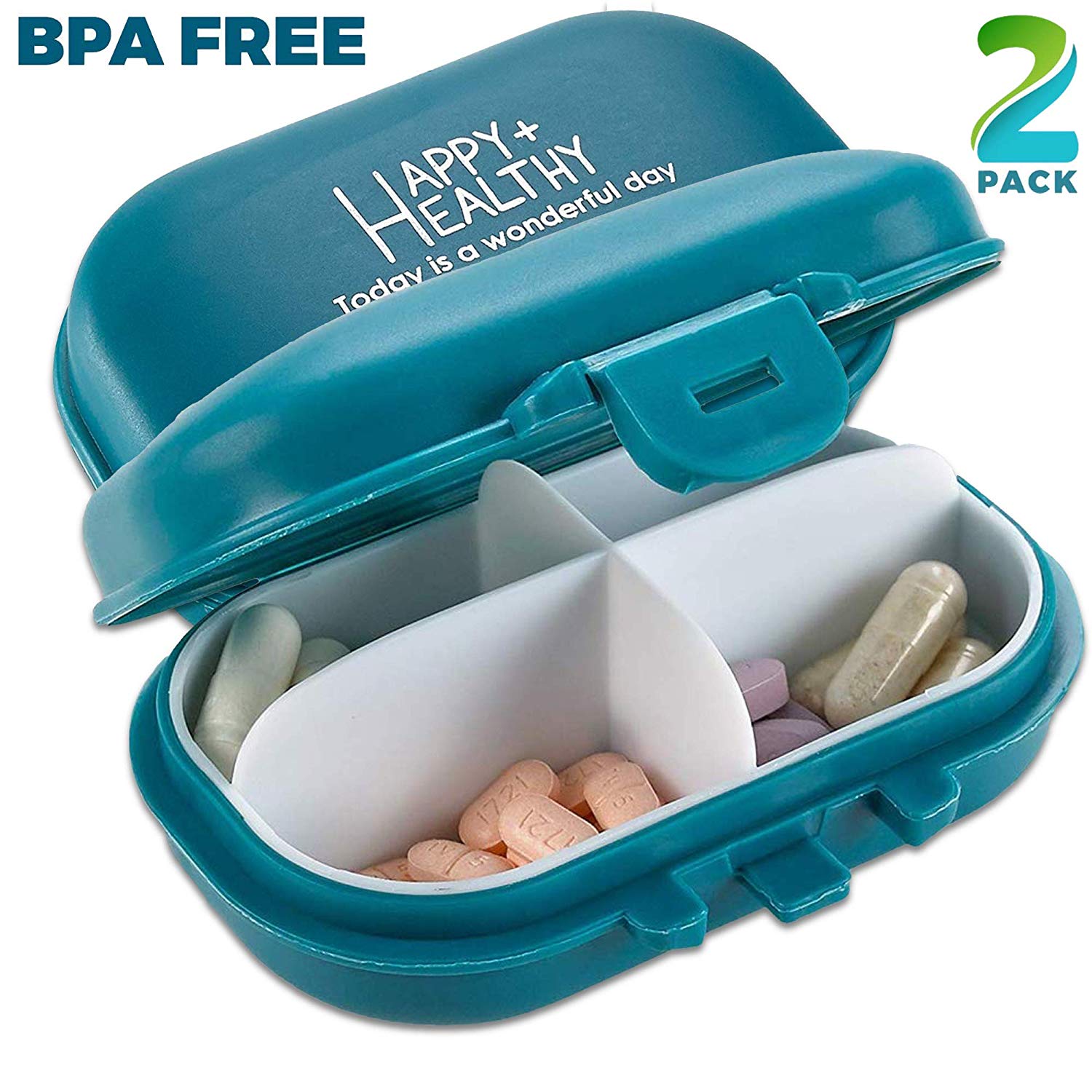 MEDca Daily Pill Organizer (Pack of 2) Small AM PM Pill Organizer by MEDca