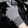 thumbnail image 4 of 1 Pair Ribbed Cuffs Letter Print Outdoor Gloves Fleece Lined Windproof Touch Screen Men Cycling Gloves for Skiing, 4 of 10