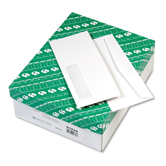 Quality Park Right Window Business Envelopes - Single Window - Gummed - Wove - White