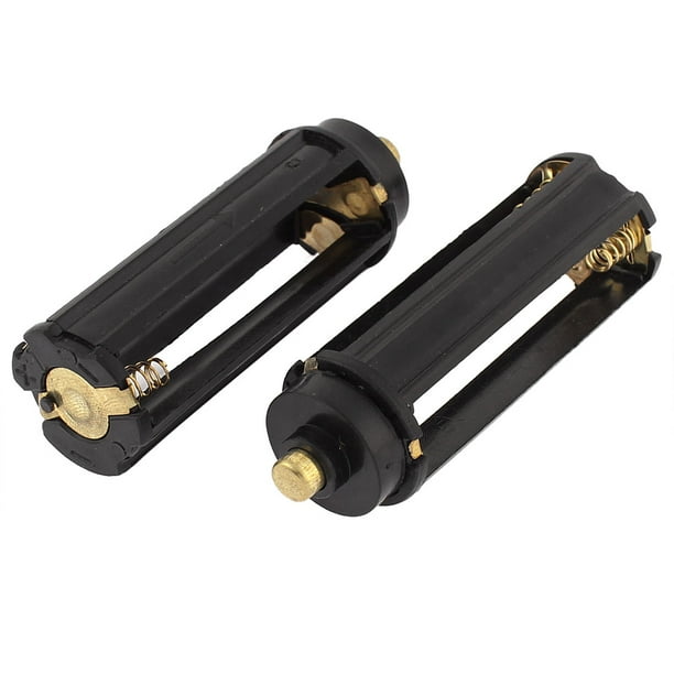 2 Pcs Plastic Cylinder Shaped 3 x 1.5V AAA Battery Clip Holder Box Case