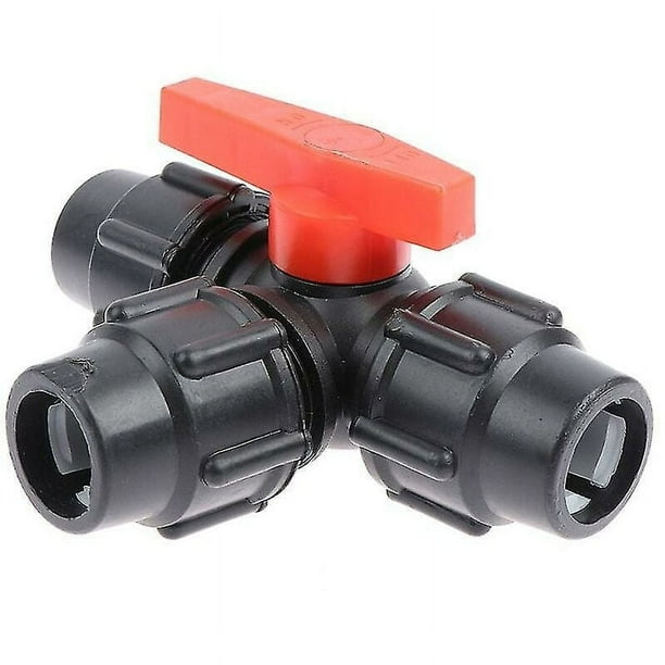 1 válvula de conexión rápida de tres vías de PE útil - A8 (negra, 32 mm)