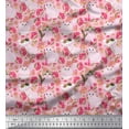 thumbnail image 1 of Soimoi Satin Silk Fabric Floral,Gift Box & Cute Animals Animal Print Fabric by The Yard 42 Inch Wide, 1 of 1