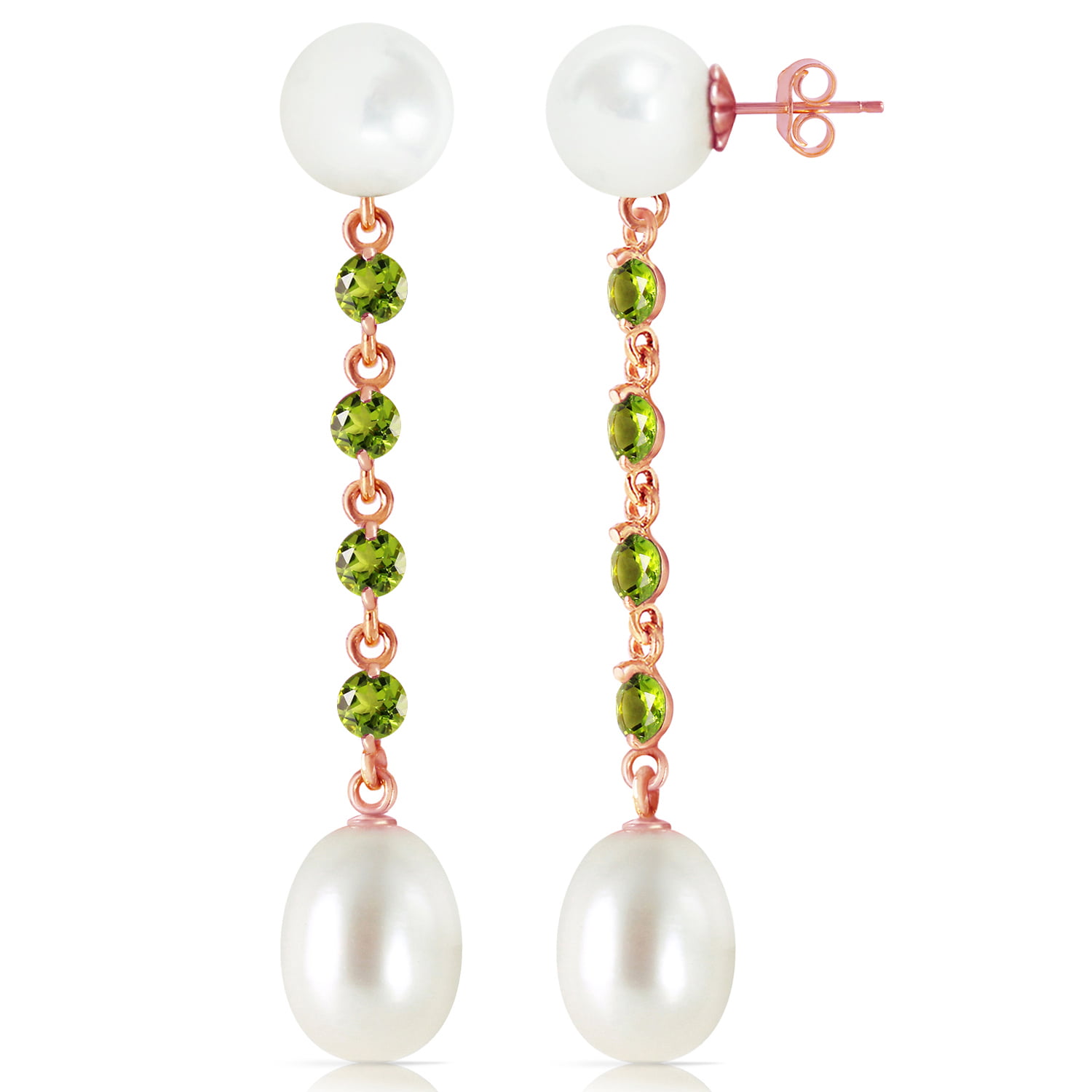 New 14K Solid Gold Cultured White Pearl Chandelier Earrings
