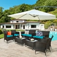 thumbnail image 1 of Costway 8PCS Rattan Patio Cushioned Sofa Chair Coffee Table Turquoise, 1 of 9