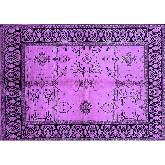 Ahgly Company Indoor Rectangle Oriental Purple Industrial Area Rugs, 5' x 7'