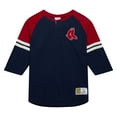 thumbnail image 2 of Men's Mitchell & Ness Navy Boston Red Sox Cooperstown Collection Legendary Raglan Slub Henley 3/4-Sleeve T-Shirt, 2 of 5