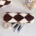 thumbnail image 4 of Bolsas De Maquillaje Diamond Plaid Makeup Box Plush Women Wash Pouch para regalos de vacaciones (café) Likrtyny Cuidado Belleza, 4 of 7