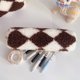 thumbnail image 4 of Diamond Plaid Makeup Box Plush Women Wash Pouch para regalos de vacaciones (café) Ndcxsfigh Cuidado Belleza, 4 of 7