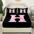 thumbnail image 3 of Erosebridal Kawaii Initial Letter Bed Sheets Set Full Size, Monogrammed H Bed Sheets Full, Ribbon Cow Reversible Sheet Set Full, Ultra Soft Bedroom Decoration, 4pcs, 3 of 7