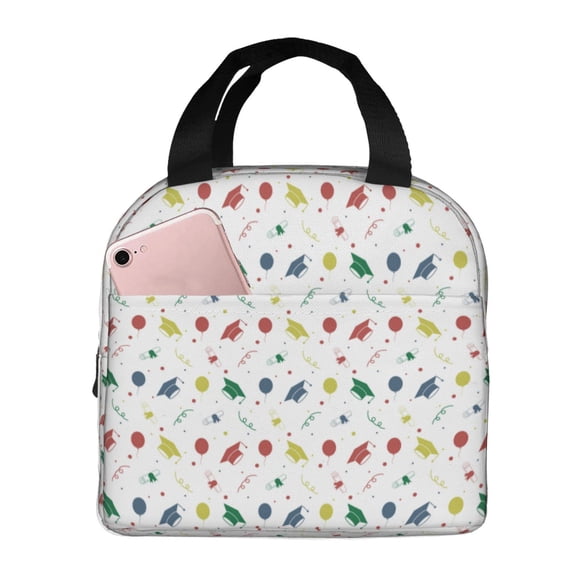 Easygdp Happy Graduation Bolsa Térmica Premium - Tela Oxford Impermeable, Gran Capacidad, Bolsillo Frontal, Unisex para Trabajo, Escuela, Actividades al Aire Libre y Picnics