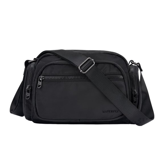 WATERFLY Unisex Large Capacity Multiple Pockets Travel Cross-Body Shoulder Bag,Black