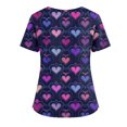 thumbnail image 3 of Womens Valentine's Day Scrub Tops Short Sleeve V Neck Love-Hearted Print Plus Size Nursing Uniforms Shirts with Pockets 2025 Dark Blue L, 3 of 4