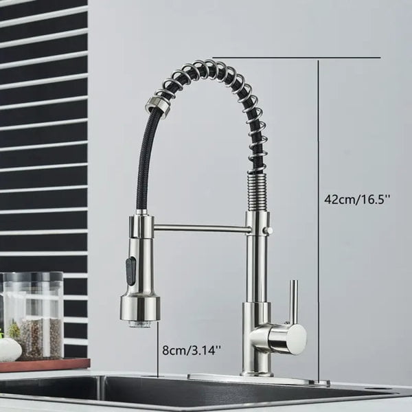 Brushed Nickel LED Kitchen Faucet Pull Down Sprayer Single Handle Swivel Sink Mixer Faucet