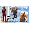 thumbnail image 5 of UVN Velour Outfit Set for Women 2 Piece Lounge Sets Casual Full Zip Top and Wide Leg Pants Ladies Fall Tracksuit with Pocket, 5 of 11