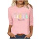 thumbnail image 1 of Tops de Cuello Redondo para las Mujeres Pascua Impresa 3/4 Mangas Blusa, Ligera Imitación Algodón Top Casual, 1 of 5
