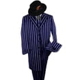 thumbnail image 1 of Men's Gangster Navy Pinstripe 1920s Styles Long Zoot Suit Matching Hat Shirt And Tie Package, 1 of 3