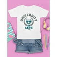 thumbnail image 3 of University of Life - Dark Emoji College Style Graphic Youth's T-shirt, 3 of 4