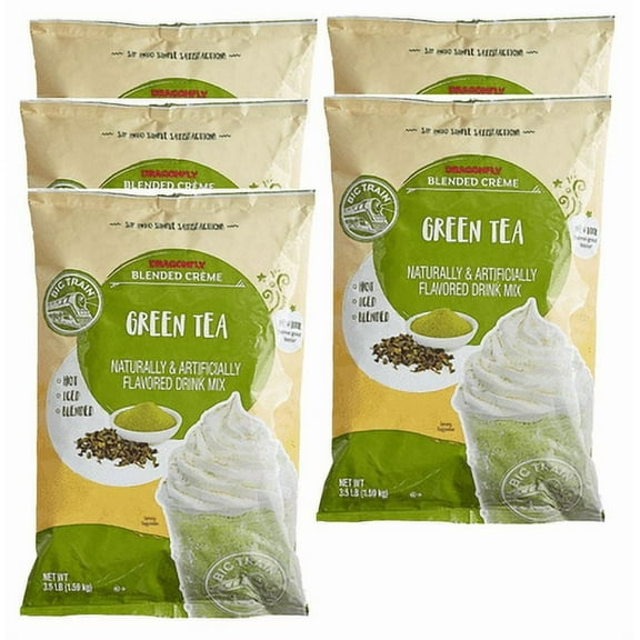 Big Train Dragonfly Green Tea Blended Crème Frappe Mix - 3.5 lb, 5 Packs