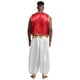 thumbnail image 4 of Disfraz de Príncipe árabe indio para hombre, chaleco antimanchas, chaleco curvo con ribete dorado brillante, frente abierto, pantalones largos con farol, 4 of 5