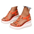 thumbnail image 3 of IWRICH Soled Sandals for Women Flat Sandals Comfort Open Toe Wedge Sandals with Adjustable Buckle Arch Support Summer Shoes Orange 6, 3 of 9
