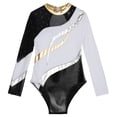 thumbnail image 4 of iiniim Marble Print Gymnastics Leotard for Girls Sparkle Dance Bodysuit Dancewear 6-16 A White 12, 4 of 7