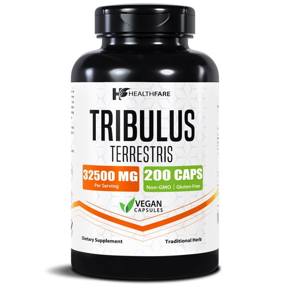 HealthFare Tribulus Terrestris for Men & Women | 32,500mg Ultra Potency Extract | 95% Saponins | 200 Capsules | Natural Strength, Energy & Stamina | Non-GMO, Gluten-Free, Made in USA